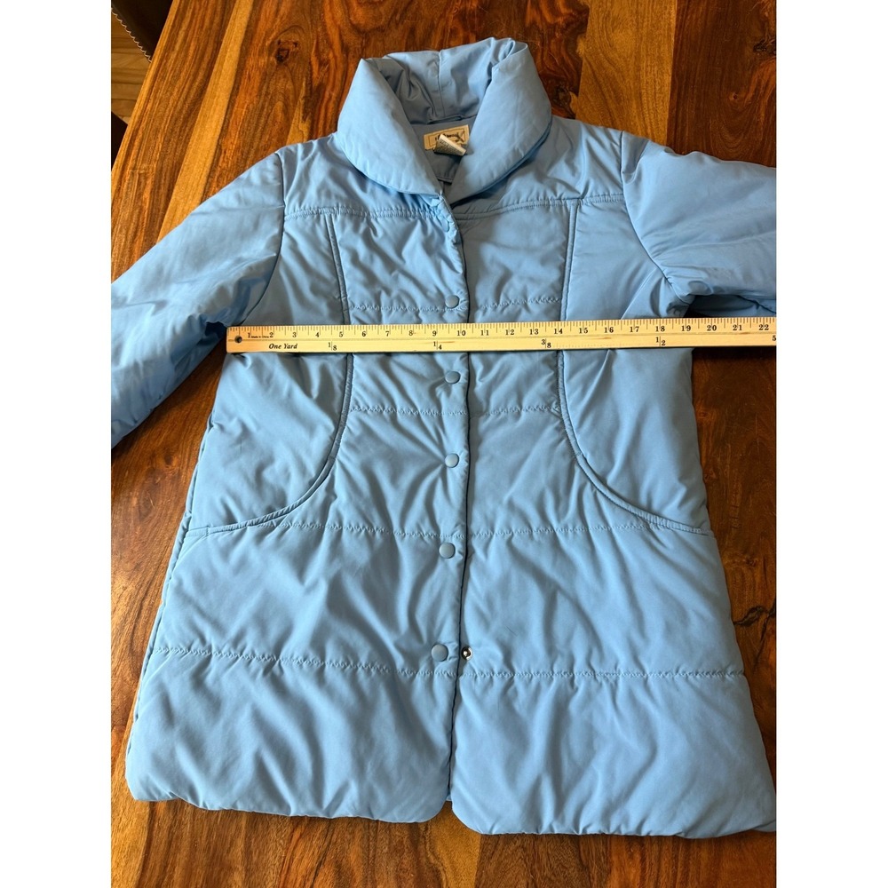 LL Bean Womens Light Blue Quilted Shawl Collar Snap Front Puffer Jacket Size M - Picture 5 of 7